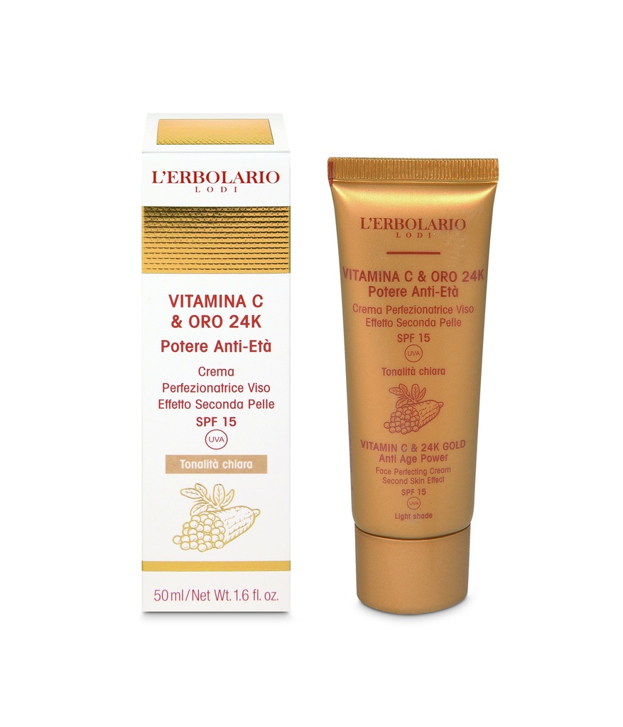 Vitamina C & ORO 24K Crema Viso SPF15 Tonalità chiara 50ml